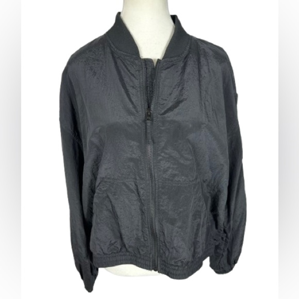 Women's Black Bomber Windbreaker Jacket Size L